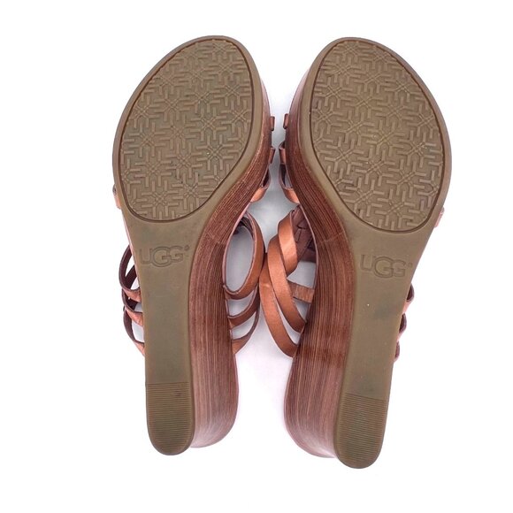 UGG Mattie Wedge Heeled Platform Sandals Womens Size 10 Slip On Leather & Braid - Picture 11 of 15